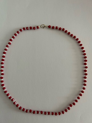 Handmade necklace with parrot clasp silver 925 new, red