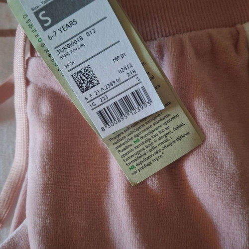 Benetton velour tracksuit for girls new with tags, pink, size S