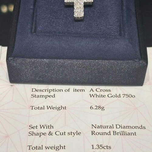 Diamond cross white gold K18 new