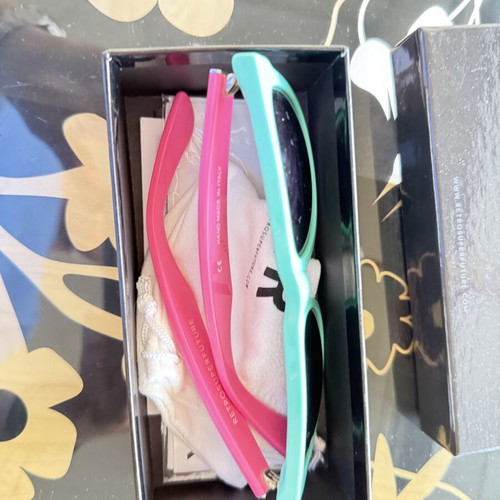 Retrosuperfuture sunglasses new, pink and turquoise with case and cloth