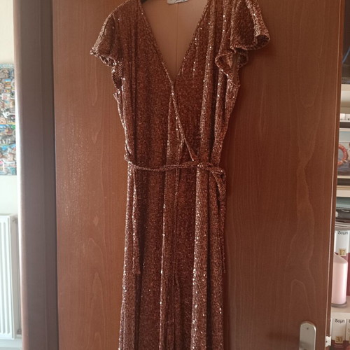Dress for wedding or christening like new, size L, dark brown rose gold