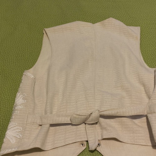 Linen set vest and salvari pants, beige, women's M/L