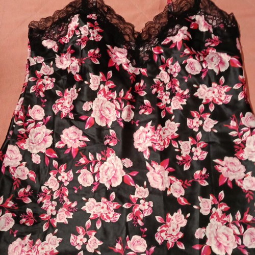 Esmara sexy nightdress new, black with multicolor flowers, size XL