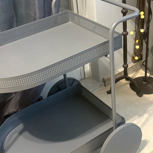 Trolley with wheels in gray color, two levels