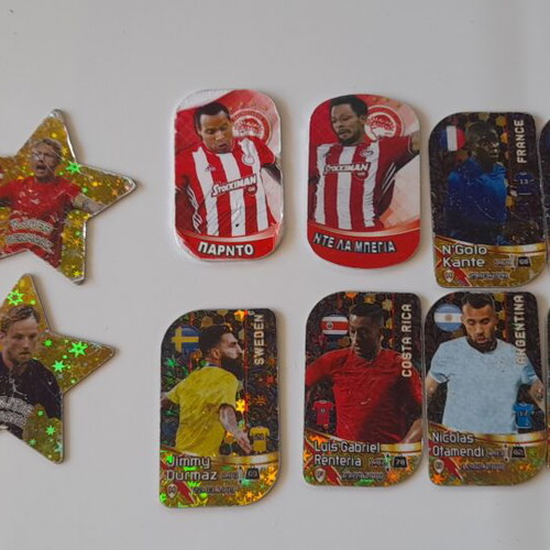 Football studs used, pack of 14 with Olympiacos and Extreme Design