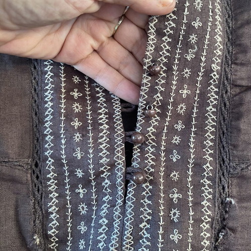 Zara Ramie Linen-Look Tunic Blouse like new, brown, small-medium