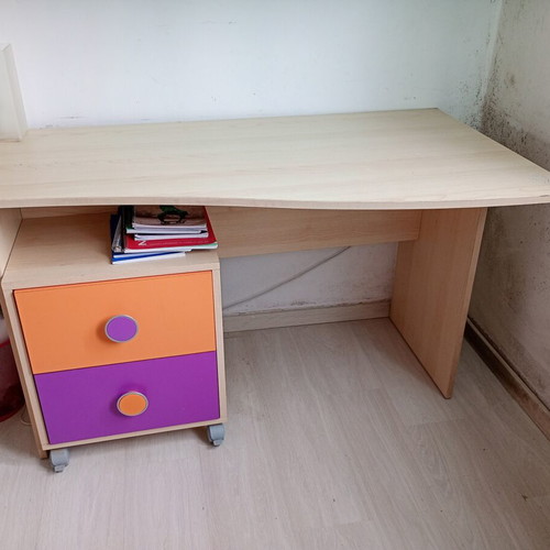 Children's desk with wheeled drawer unit used