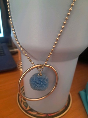 Steel necklace long made-to-order, blue and silver