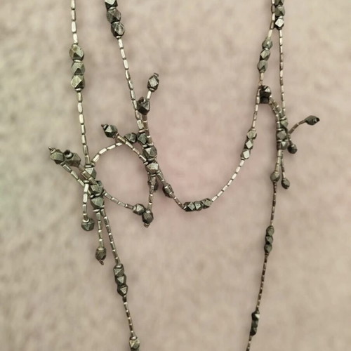 Long necklace like new with metallic beads gray silver