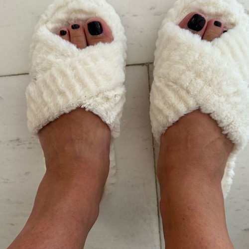 Zara Home fur slippers used, size 36, white