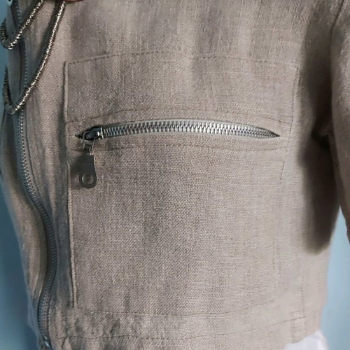 Gettone Linen Top with Metal Zippers L/XL like new