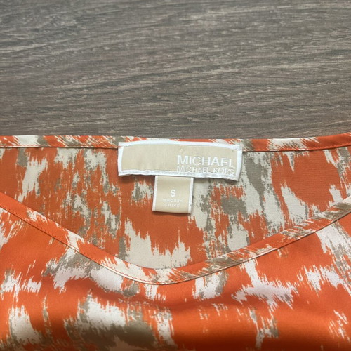 Michael Kors blouse size S like new, beige and orange graphic print