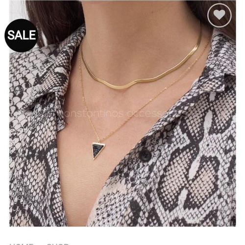 Double stainless steel necklace new, yellow gold color