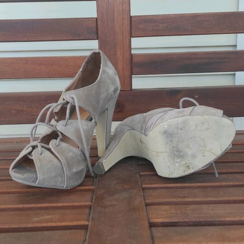 Bershka Suede Cut Out Heels with Laces Size 37 Like New
