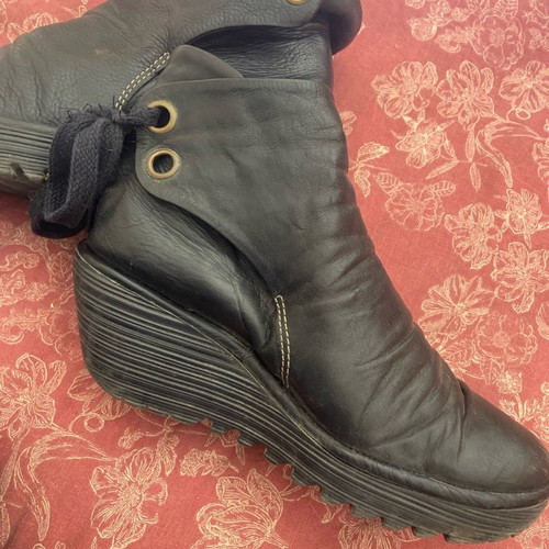 Fly London ankle boots used, size 39, black, genuine leather