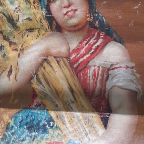 Italian poster used, canvas 1950s-60s harvest theme Sicily