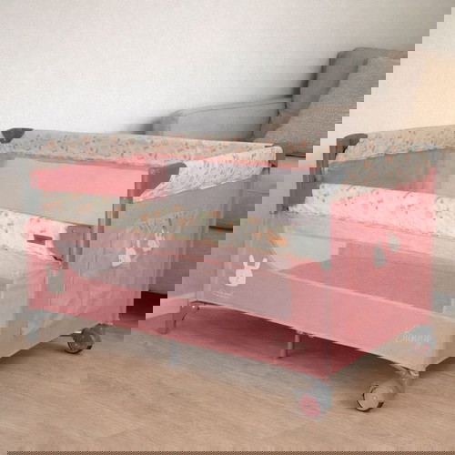 Bebe Stars Animal Bunny παρκοκρέβατο 2 επιπέδων με στρώμα ροζ καινούργιο 125x65cm