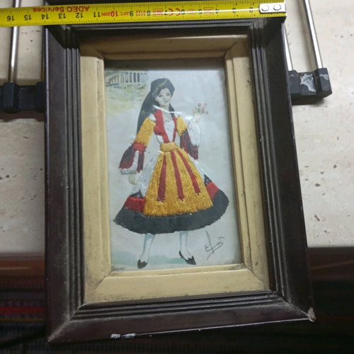 Elsi Gumier vintage framed embroidery used with silk threads 50s-60s