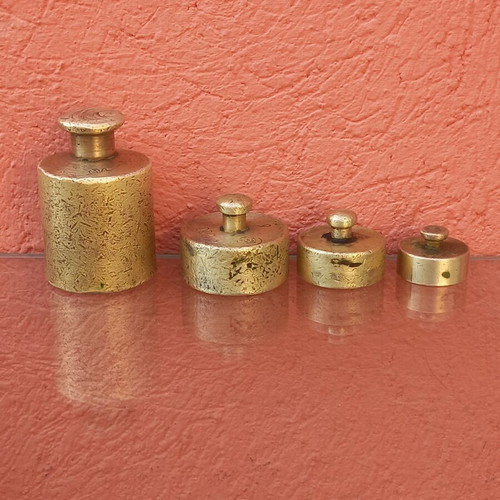 Brass weights used, set of 500g, 200g, 100g, 50g