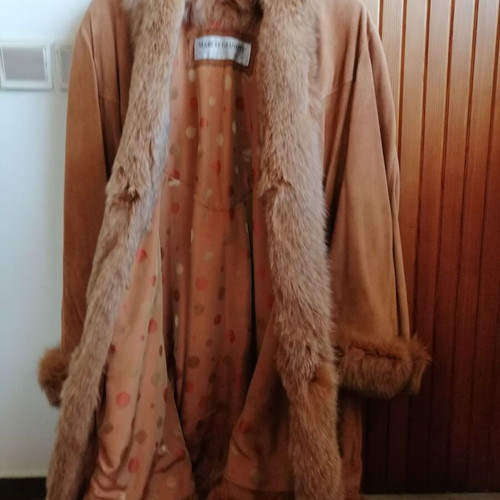 Marco Gianoti women's suede coat with fox fur like new, vintage