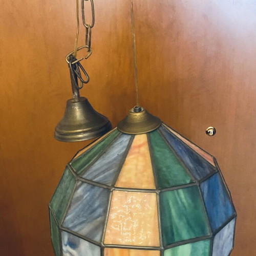 Ceiling light vintage Tiffany style stained glass pendant like new