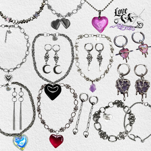 Love X Poison handmade jewelry set, silver color