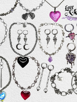 Love X Poison handmade jewelry set, silver color