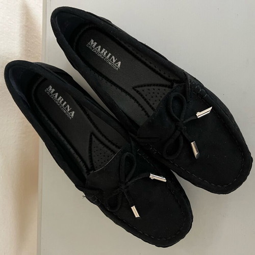 Moccasins new, leather, size 38/39, black