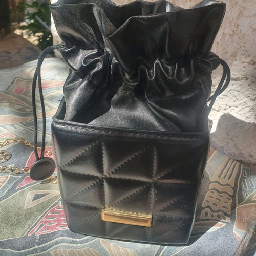 Pouch Bag Like New Black With Gold Chain