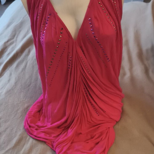 Miss Sixty Y2K mini dress fuchsia with rhinestones like new