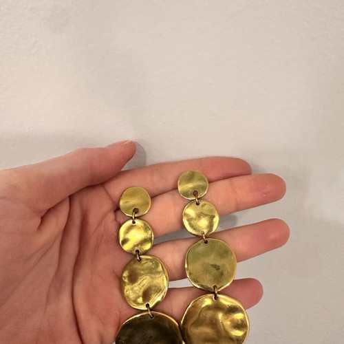 Dangling earrings like new, gold-plated brass