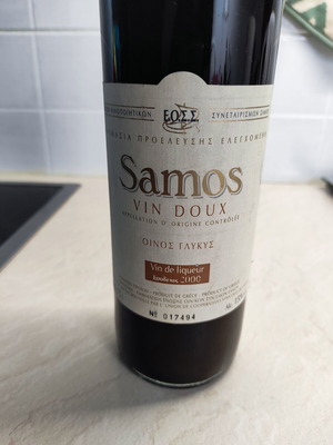 Samos Vin Doux sweet fortified wine 750 ml vintage 2000