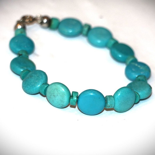 Bracelet genuine mineral Turquoise, Sterling silver 925 - store closure SST091