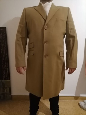 Αυθεντικό καμηλό ανδρικό παλτό καινούργιο Νο 56 κασμίρ με κουμπιά ταρταρούγα