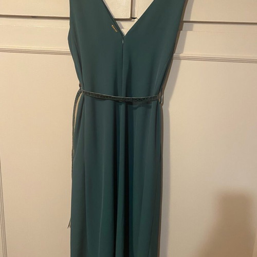 Helmi women's green crepe dress with croco belt