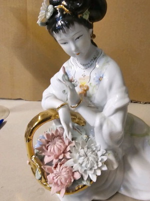 Porcelain Chinese Decorative Figurine like new with Flowers