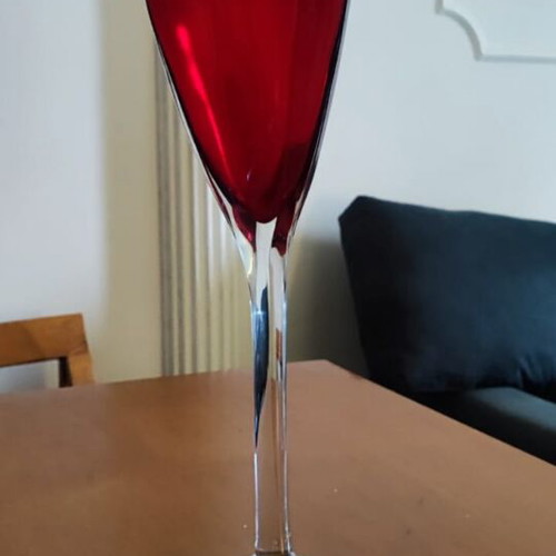 Red large glass with unique modern design