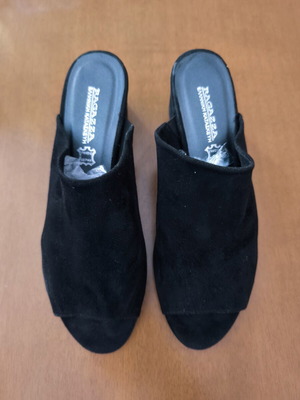 Suede mules Ragazza black used, genuine leather, size 40