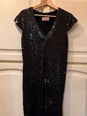 Celia Kritharioti black fitted mini dress with sequins like new