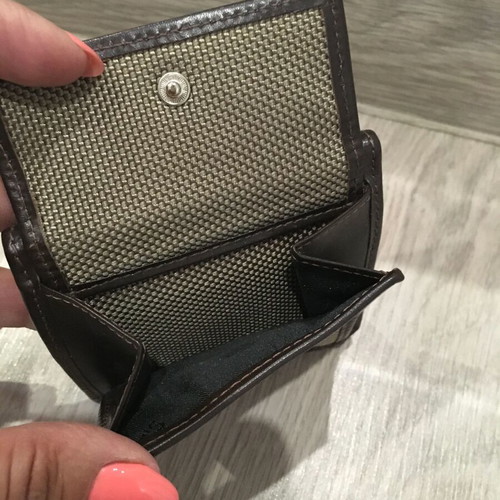 Bric's leather and cloth wallet new, beige and brown