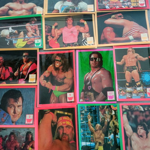 World Wrestling stickers used, 1980s decade, set of 16