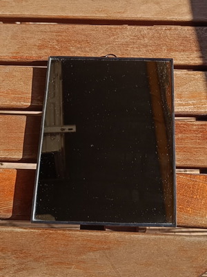Mirror with plastic frame, wall hanging with stand