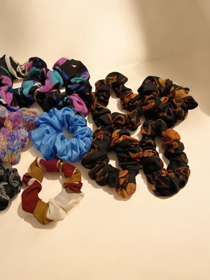 Handmade satin and pleated hair scrunchies new