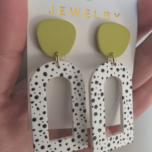Boho earrings new, white and green