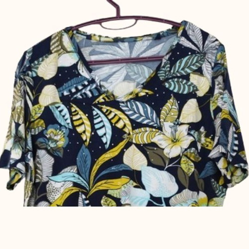 Floral tropical summer blouse with strass size L like new