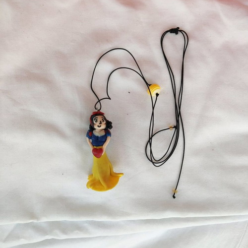 Long Snow White Necklace made of polymer clay custom made