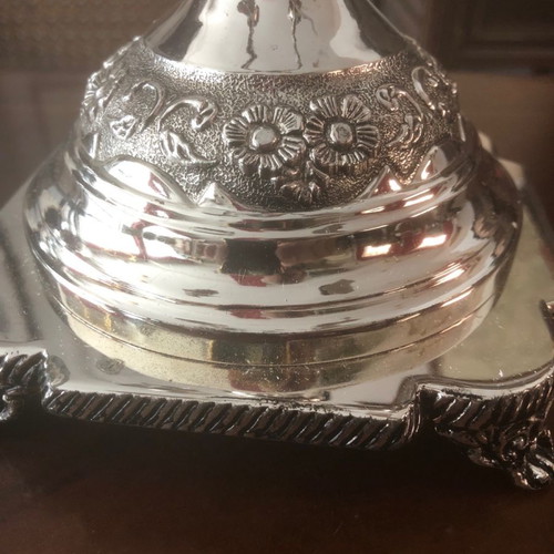 Five-arm silver-plated brass candlestick new heavy