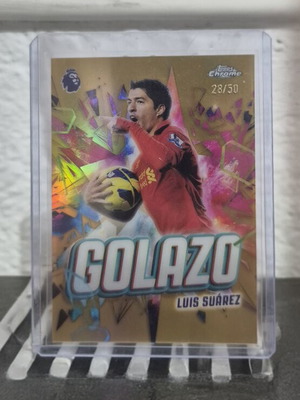 Topps Gold Chrome κάρτα Luiz Suarez Golazo σαν καινούργιο, αριθμημένη 28/50