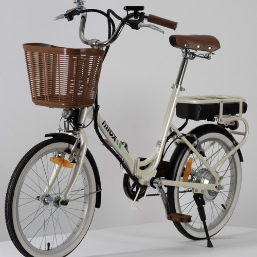 Nilox J1+ electric bike with storage basket, vanilla color
