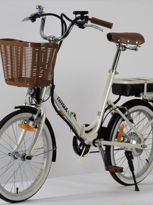 Nilox J1+ electric bike with storage basket, vanilla color
